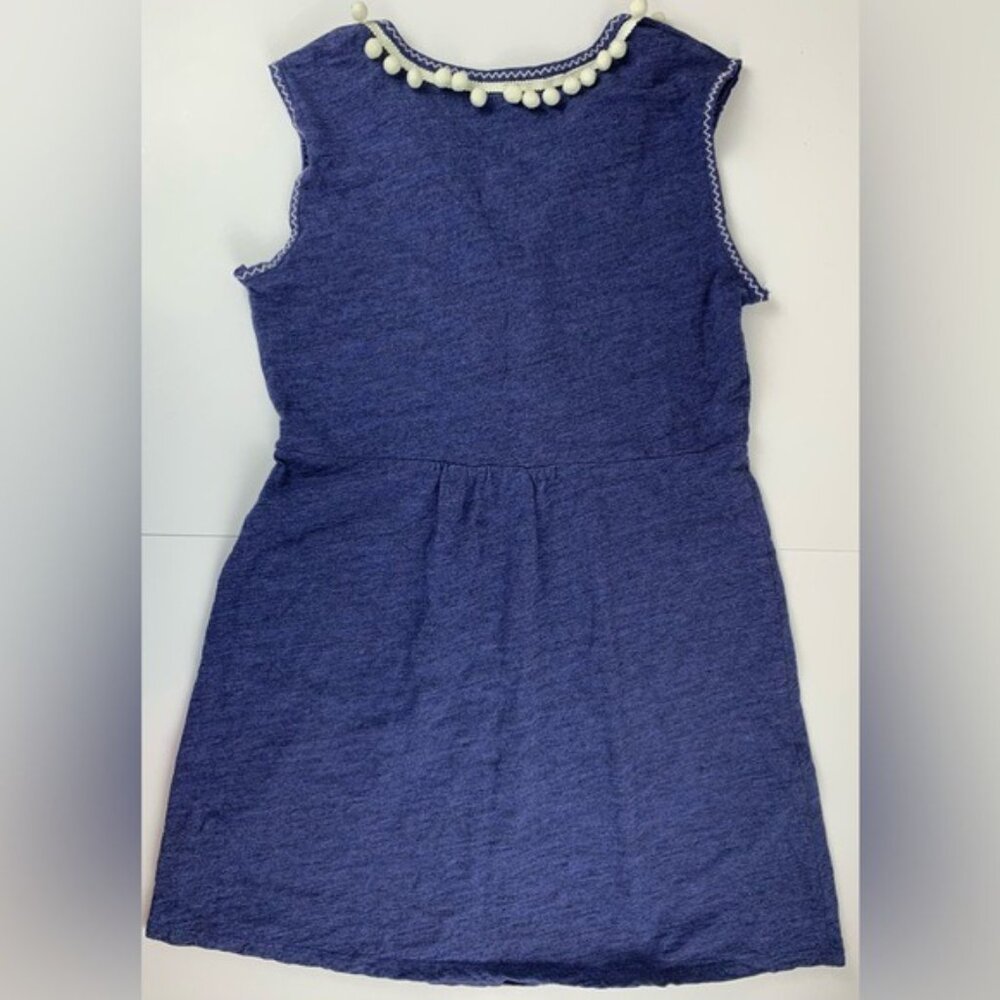 BODEN Carina Sleeveless Knit Mini Dress Navy/White Pom Poms Ric Rac Detail Sz 6R - Picture 4 of 11